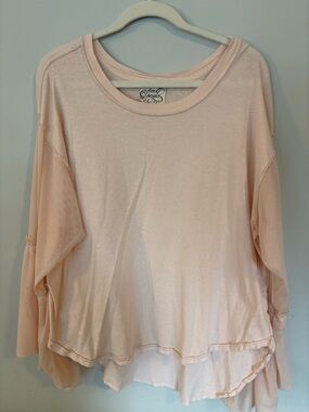 Free People Pale Pink Oversized Long Sleeve Top